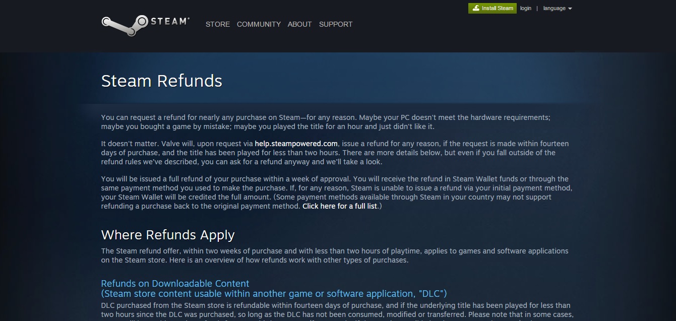 steam return policy