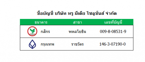 เลขบัญชี บริษัท ทรู มีเดีย โซลูชั่นส์ จำกัด