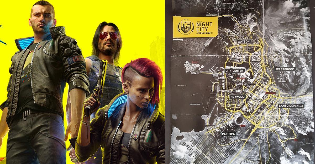 หลุดภาพแผนที่เมือง Night City ของเกม Cyberpunk 2077
