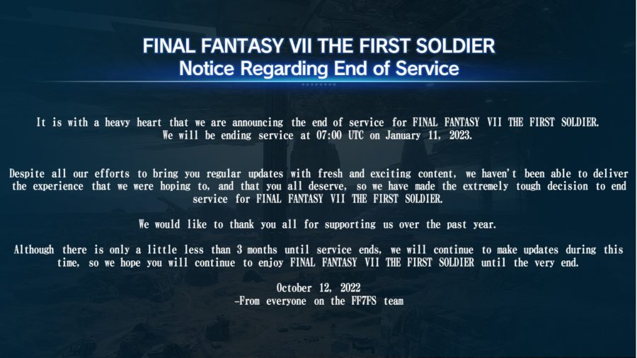 FF7: The First Soldier