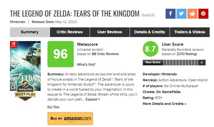 Zelda Opencritic