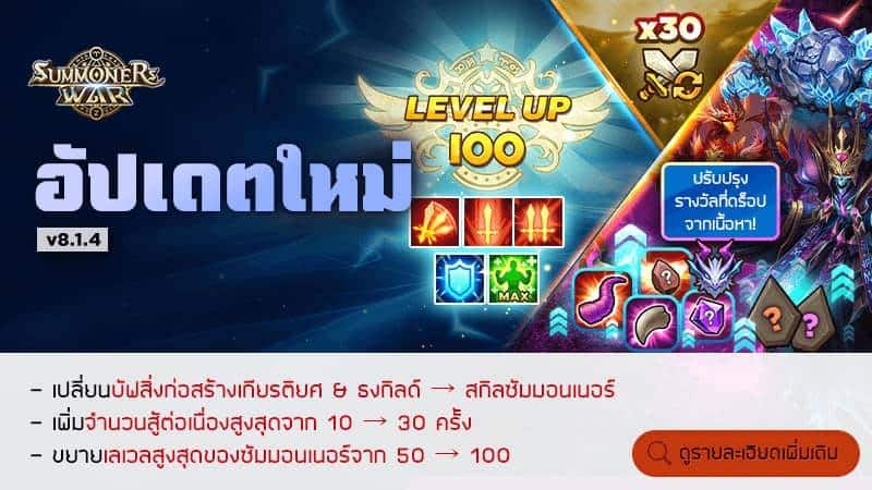 Summoners War อัปเดตครั้งใหญ่ ขยายเลเวลสูงสุดถึง 100