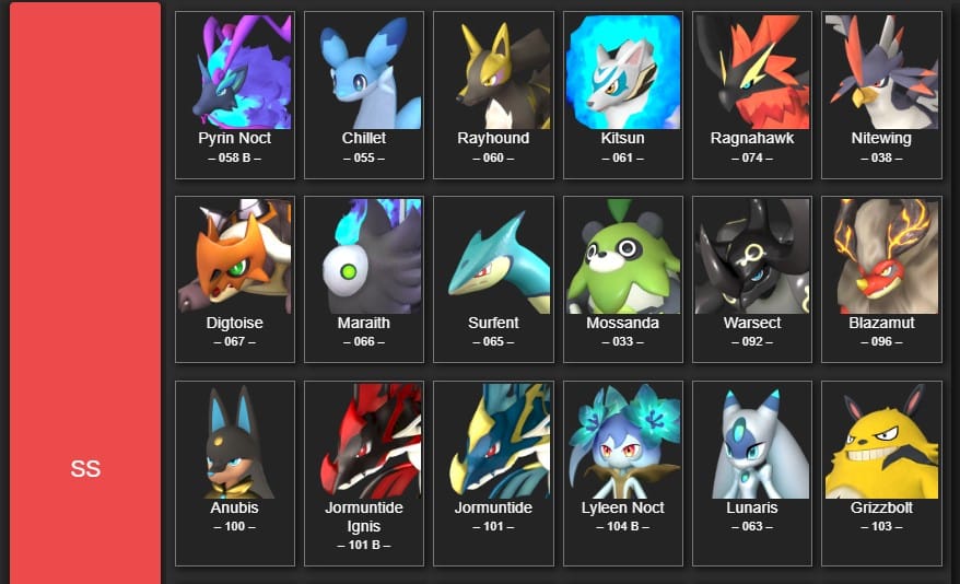 Palworld Tier List เทียร์ลิสต์
