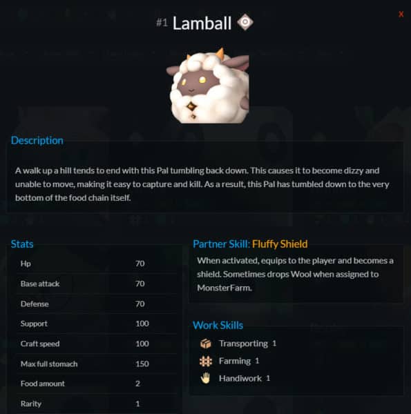 Palworld Palpedia